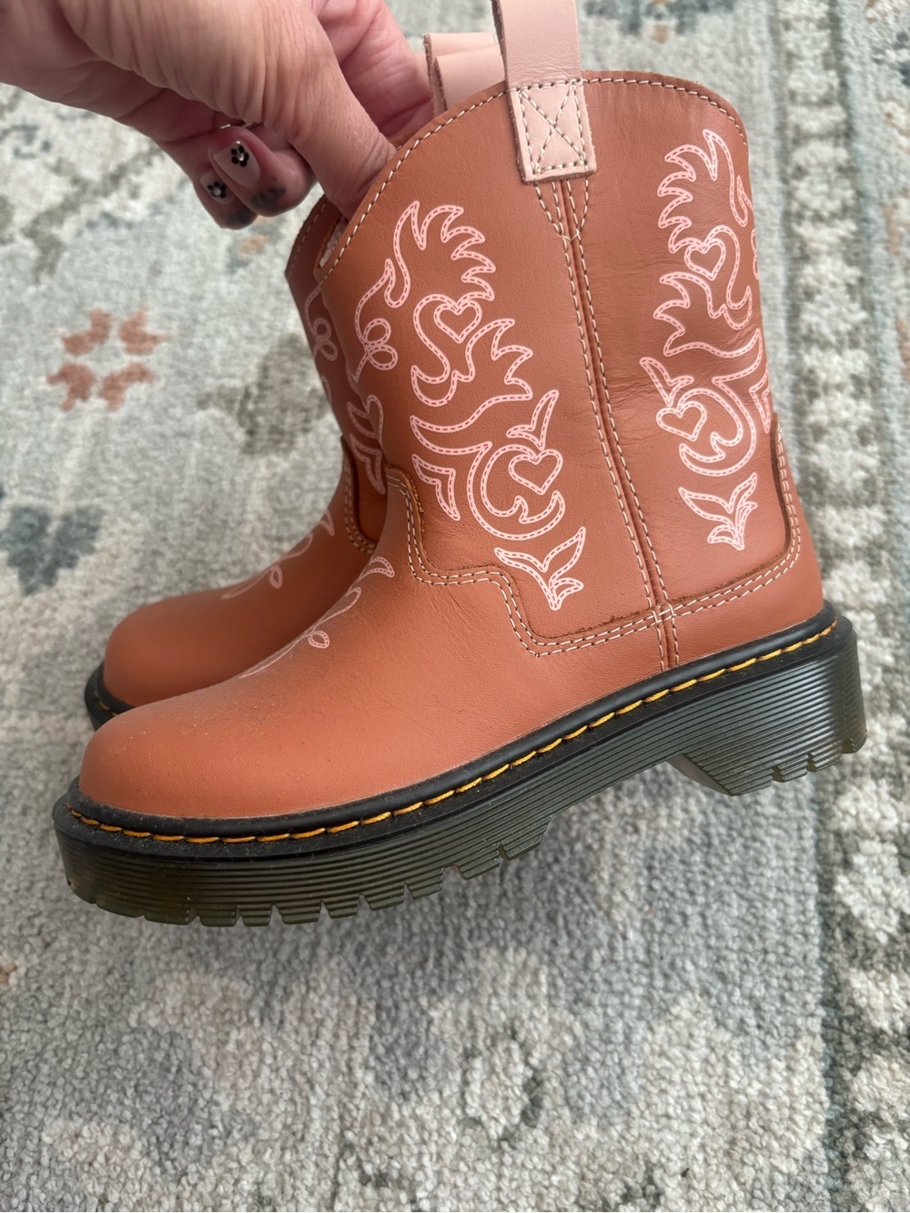 Dr Marten Kids Western-Style Leather Boots in Brown